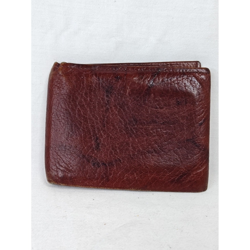 Vintage 80's Amity Brown Cowhide Leather Men's Bi-fold Billfold Wallet Money!